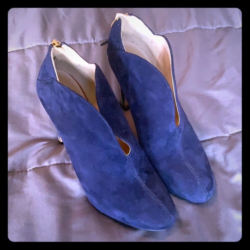 Navy Suede Booties